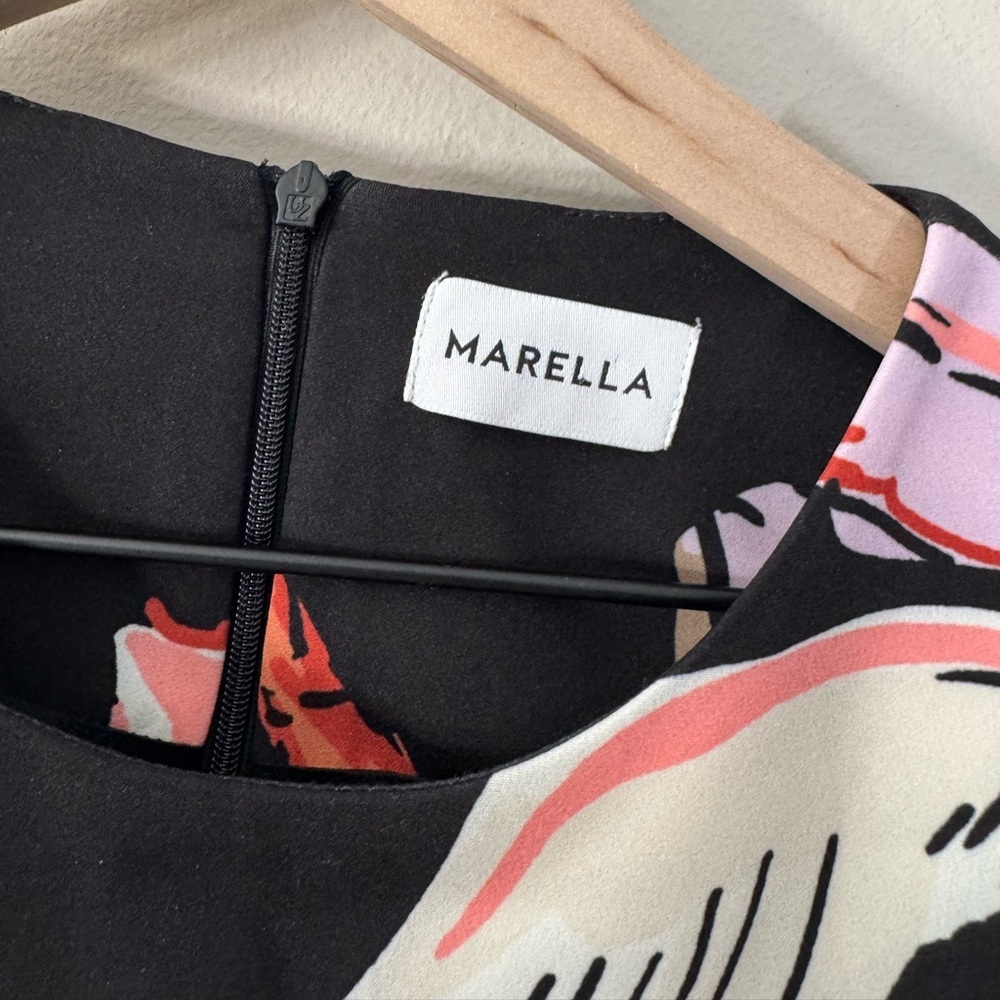 Marella Long Sleeve Floral Sheath Dress Size 12 Italian Designer Luxury - Picture 7 of 12